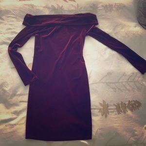 Crushed red velvet sexy off the shoulder dress!